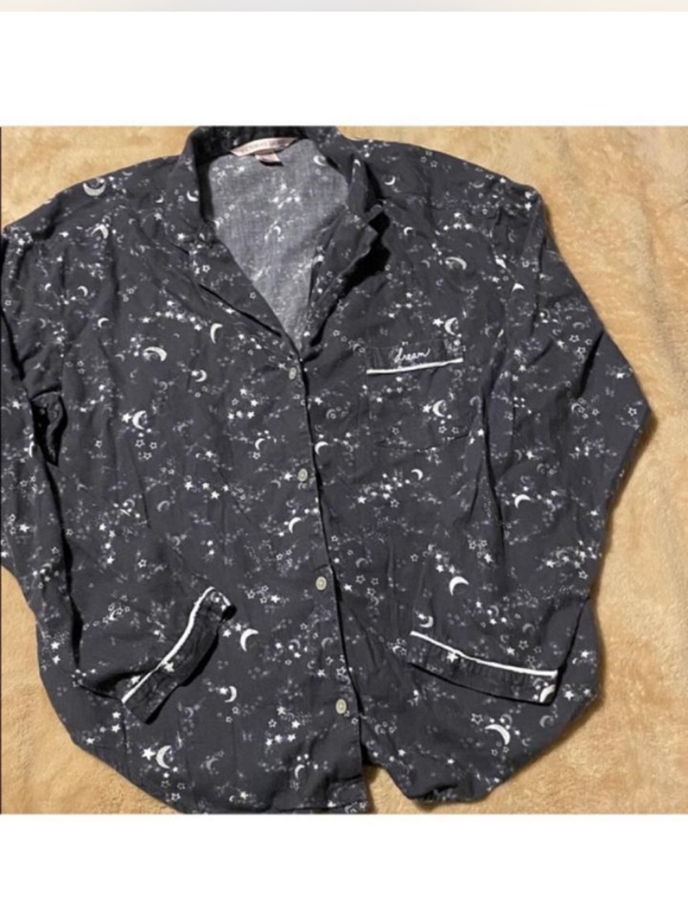Victoria's Secret Grey Celestial Pajama Shirt Sz S